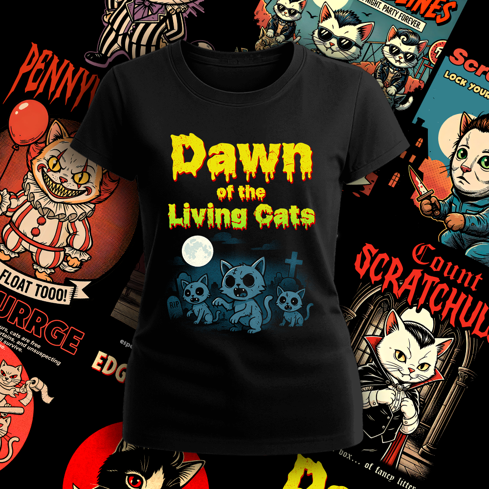 Polera Dawn of the Living Cats Mujer