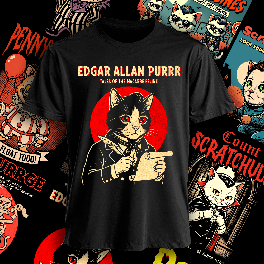 Polera Edgar Allan Purrr Hombre