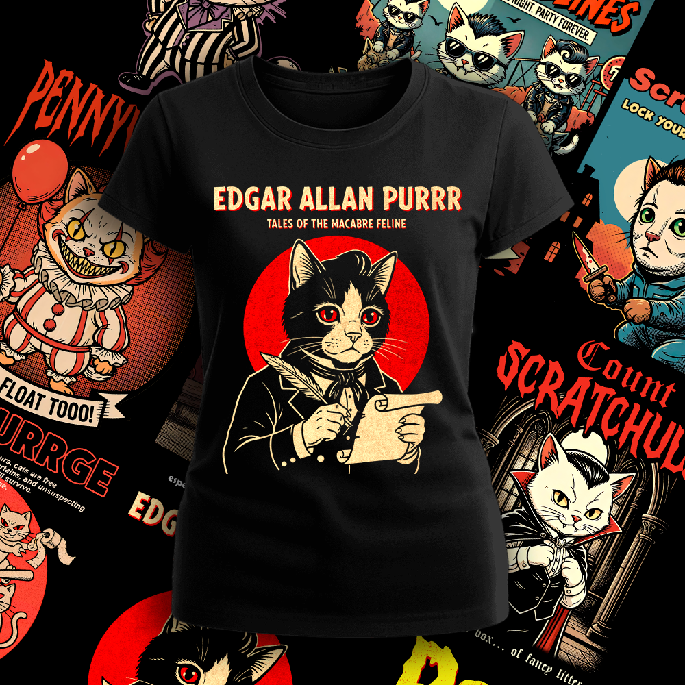 Polera Edgar Allan Purrr Mujer