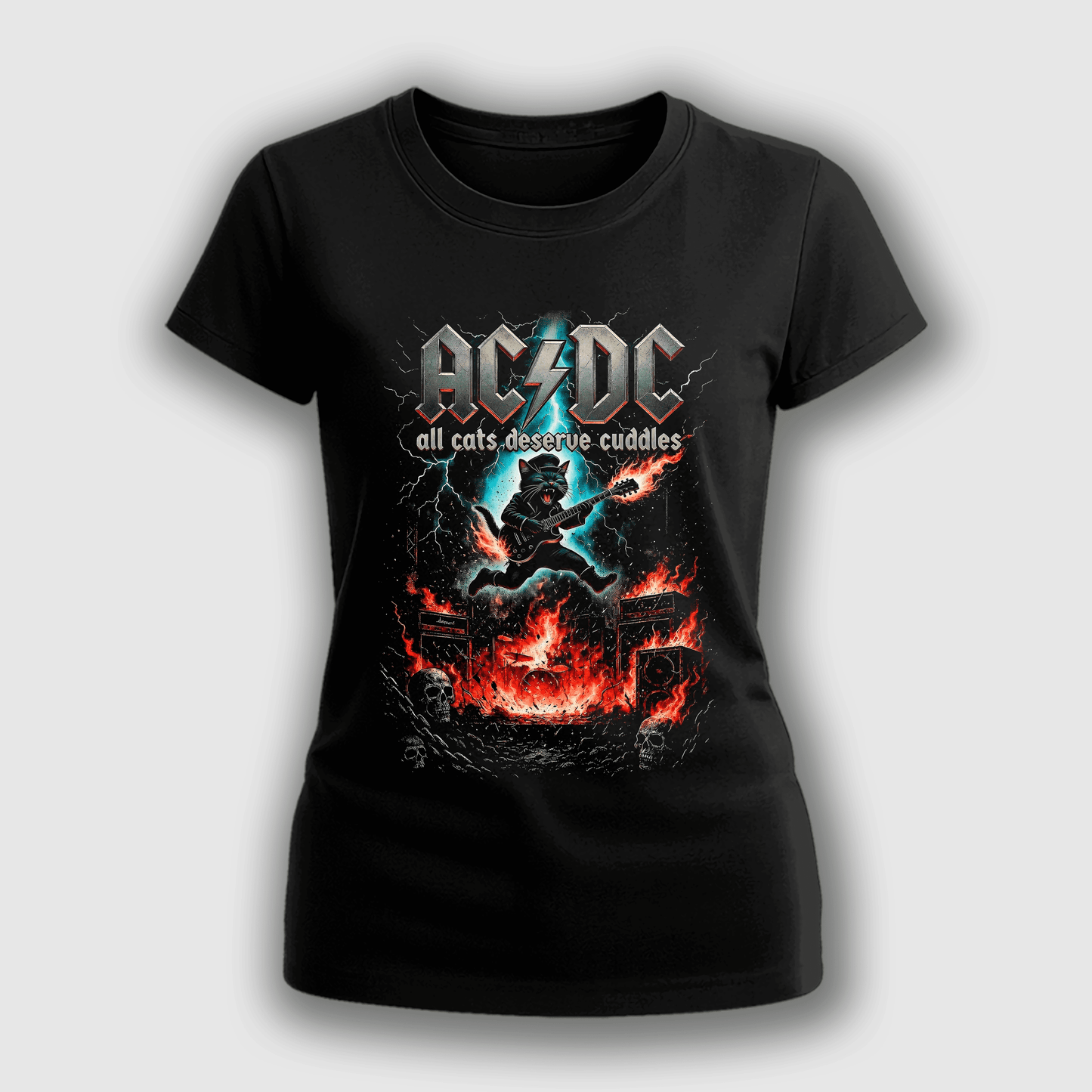 Polera All Cats Deserve Cuddles (AC/DC) Mujer