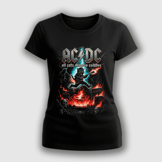 Polera All Cats Deserve Cuddles (AC/DC) Mujer