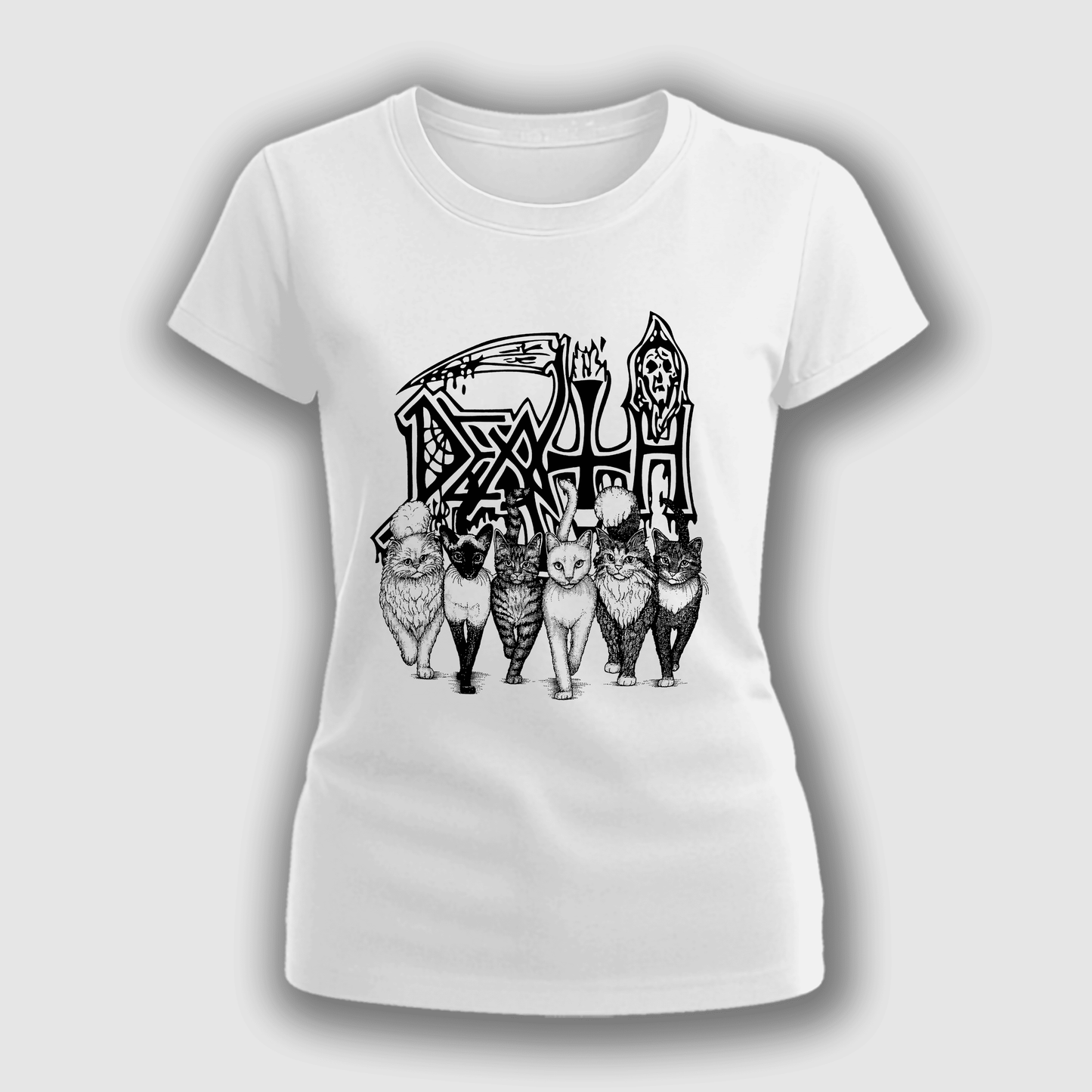 Polera Death c/ Gatitos Mujer