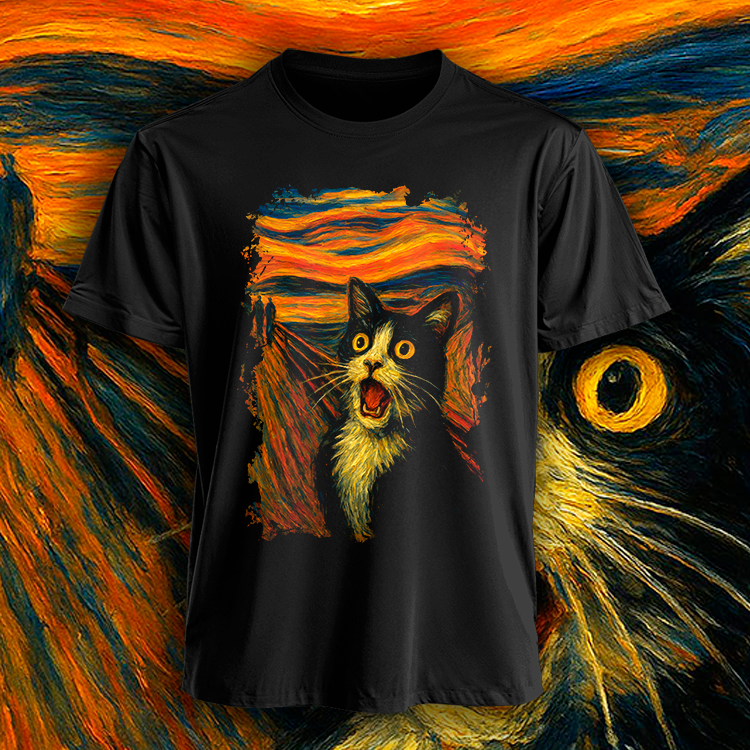 Polera El Grito en Clave de Miau Hombre